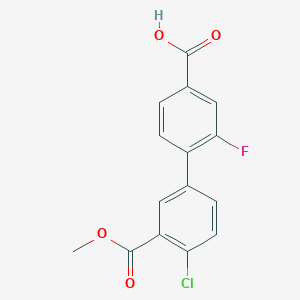 molecular formula C15H10ClFO4 B6410944 4-(4-Chloro-3-methoxycarbonylphenyl)-3-fluorobenzoic acid, 95% CAS No. 1261916-21-5