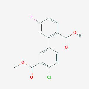 molecular formula C15H10ClFO4 B6410946 2-(4-Chloro-3-methoxycarbonylphenyl)-4-fluorobenzoic acid, 95% CAS No. 1261916-15-7