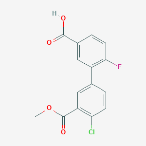 molecular formula C15H10ClFO4 B6410955 3-(4-Chloro-3-methoxycarbonylphenyl)-4-fluorobenzoic acid, 95% CAS No. 1261940-63-9