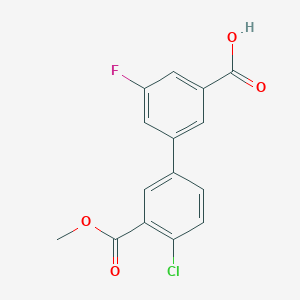 molecular formula C15H10ClFO4 B6410964 3-(4-Chloro-3-methoxycarbonylphenyl)-5-fluorobenzoic acid, 95% CAS No. 1261917-25-2