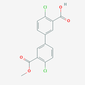 2-Chloro-5-(4-chloro-3-methoxycarbonylphenyl)benzoic acid, 95%
