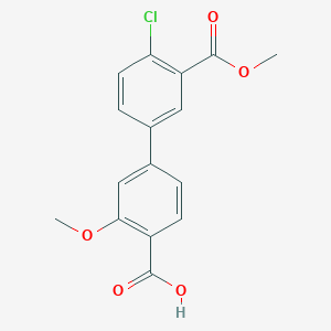 molecular formula C16H13ClO5 B6410972 4-(4-Chloro-3-methoxycarbonylphenyl)-2-methoxybenzoic acid, 95% CAS No. 1261916-38-4