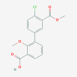 molecular formula C16H13ClO5 B6410974 3-(4-Chloro-3-methoxycarbonylphenyl)-2-methoxybenzoic acid, 95% CAS No. 1262010-28-5