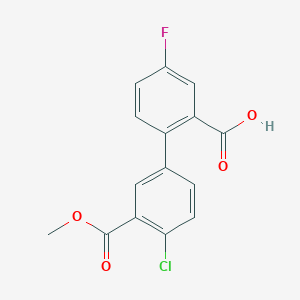 molecular formula C15H10ClFO4 B6410975 2-(4-Chloro-3-methoxycarbonylphenyl)-5-fluorobenzoic acid, 95% CAS No. 1261995-14-5