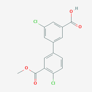 molecular formula C15H10Cl2O4 B6410980 5-Chloro-3-(4-chloro-3-methoxycarbonylphenyl)benzoic acid, 95% CAS No. 1261917-38-7