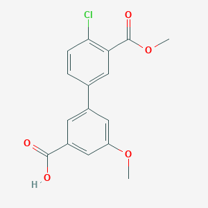 molecular formula C16H13ClO5 B6410983 3-(4-Chloro-3-methoxycarbonylphenyl)-5-methoxybenzoic acid, 95% CAS No. 1261935-84-5