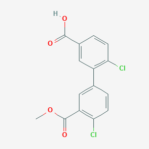 molecular formula C15H10Cl2O4 B6410984 4-Chloro-3-(4-chloro-3-methoxycarbonylphenyl)benzoic acid, 95% CAS No. 1261917-39-8