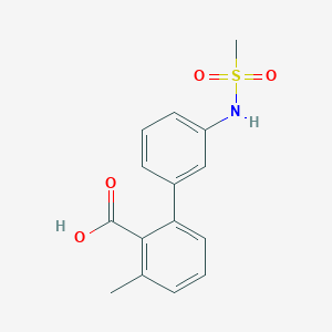molecular formula C15H15NO4S B6411011 6-Methyl-2-(3-methylsulfonylaminophenyl)benzoic acid, 95% CAS No. 1261986-83-7