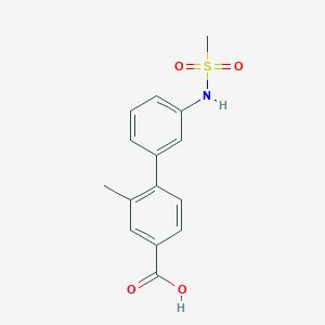 molecular formula C15H15NO4S B6411018 3-Methyl-4-(3-methylsulfonylaminophenyl)benzoic acid, 95% CAS No. 1261917-43-4