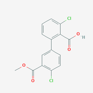 molecular formula C15H10Cl2O4 B6411025 6-Chloro-2-(4-chloro-3-methoxycarbonylphenyl)benzoic acid, 95% CAS No. 1261940-67-3