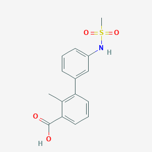 molecular formula C15H15NO4S B6411027 2-Methyl-3-(3-methylsulfonylaminophenyl)benzoic acid, 95% CAS No. 1261968-52-8