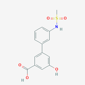 molecular formula C14H13NO5S B6411033 5-Hydroxy-3-(3-methylsulfonylaminophenyl)benzoic acid, 95% CAS No. 1261940-69-5