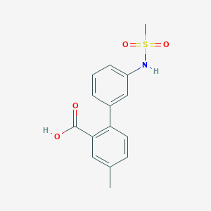 molecular formula C15H15NO4S B6411035 5-Methyl-2-(3-methylsulfonylaminophenyl)benzoic acid, 95% CAS No. 1261916-57-7