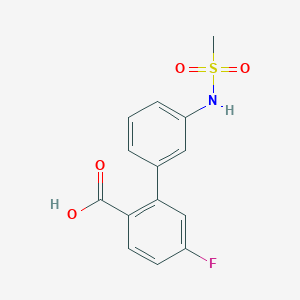 molecular formula C14H12FNO4S B6411037 4-Fluoro-2-(3-methylsulfonylaminophenyl)benzoic acid, 95% CAS No. 1261900-15-5
