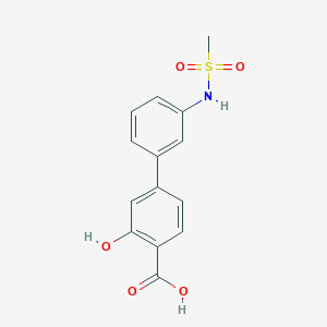 molecular formula C14H13NO5S B6411044 2-Hydroxy-4-(3-methylsulfonylaminophenyl)benzoic acid, 95% CAS No. 1261917-46-7