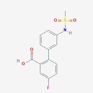molecular formula C14H12FNO4S B6411050 5-Fluoro-2-(3-methylsulfonylaminophenyl)benzoic acid, 95% CAS No. 1261995-35-0