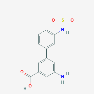 molecular formula C14H14N2O4S B6411058 3-Amino-5-(3-methylsulfonylaminophenyl)benzoic acid, 95% CAS No. 1261968-73-3