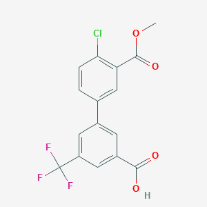 molecular formula C16H10ClF3O4 B6411062 3-(4-Chloro-3-methoxycarbonylphenyl)-5-trifluoromethylbenzoic acid, 95% CAS No. 1262010-37-6