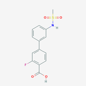 molecular formula C14H12FNO4S B6411069 2-Fluoro-4-(3-methylsulfonylaminophenyl)benzoic acid, 95% CAS No. 1261940-73-1