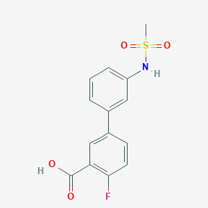 molecular formula C14H12FNO4S B6411074 2-Fluoro-5-(3-methylsulfonylaminophenyl)benzoic acid, 95% CAS No. 1261986-91-7