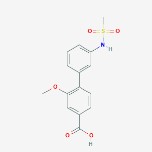 molecular formula C15H15NO5S B6411081 3-Methoxy-4-(3-methylsulfonylaminophenyl)benzoic acid, 95% CAS No. 1261900-26-8