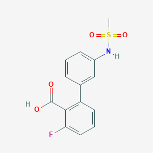 molecular formula C14H12FNO4S B6411085 6-Fluoro-2-(3-methylsulfonylaminophenyl)benzoic acid, 95% CAS No. 1261914-99-1
