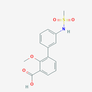 molecular formula C15H15NO5S B6411091 2-Methoxy-3-(3-methylsulfonylaminophenyl)benzoic acid, 95% CAS No. 1262010-85-4