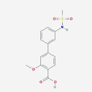 molecular formula C15H15NO5S B6411109 2-Methoxy-4-(3-methylsulfonylaminophenyl)benzoic acid, 95% CAS No. 1035930-22-3