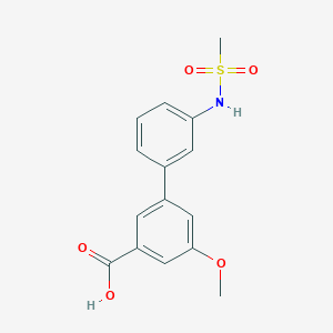 molecular formula C15H15NO5S B6411112 5-Methoxy-3-(3-methylsulfonylaminophenyl)benzoic acid, 95% CAS No. 1261940-74-2