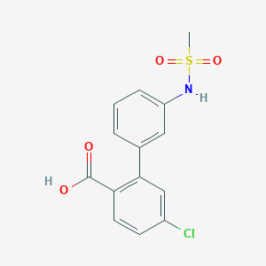 molecular formula C14H12ClNO4S B6411116 4-Chloro-2-(3-methylsulfonylaminophenyl)benzoic acid, 95% CAS No. 1261917-52-5