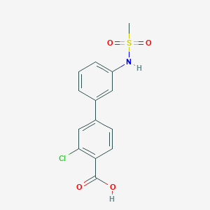 molecular formula C14H12ClNO4S B6411118 2-Chloro-4-(3-methylsulfonylaminophenyl)benzoic acid, 95% CAS No. 1261917-49-0