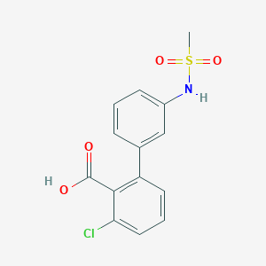 molecular formula C14H12ClNO4S B6411122 6-Chloro-2-(3-methylsulfonylaminophenyl)benzoic acid, 95% CAS No. 1261940-77-5