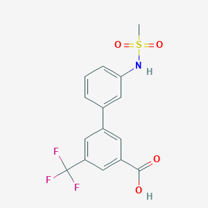 molecular formula C15H12F3NO4S B6411163 3-(3-Methylsulfonylaminophenyl)-5-trifluoromethylbenzoic acid, 95% CAS No. 1262010-46-7