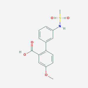molecular formula C15H15NO5S B6411171 5-Methoxy-2-(3-methylsulfonylaminophenyl)benzoic acid, 95% CAS No. 1261979-38-7