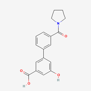 molecular formula C18H17NO4 B6411185 5-Hydroxy-3-(3-pyrrolidinylcarbonylphenyl)benzoic acid, 95% CAS No. 1261900-38-2