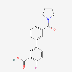 2-Fluoro-5-(3-pyrrolidinylcarbonylphenyl)benzoic acid, 95%