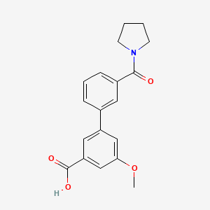 molecular formula C19H19NO4 B6411227 5-Methoxy-3-(3-pyrrolidinylcarbonylphenyl)benzoic acid, 95% CAS No. 1262006-40-5