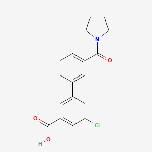 molecular formula C18H16ClNO3 B6411241 5-Chloro-3-(3-pyrrolidinylcarbonylphenyl)benzoic acid, 95% CAS No. 1261915-14-3