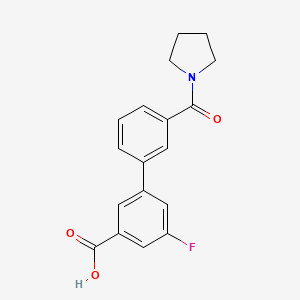molecular formula C18H16FNO3 B6411244 5-Fluoro-3-(3-pyrrolidinylcarbonylphenyl)benzoic acid, 95% CAS No. 1261968-59-5