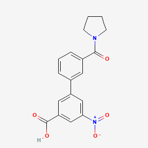 molecular formula C18H16N2O5 B6411270 5-Nitro-3-(3-pyrrolidinylcarbonylphenyl)benzoic acid, 95% CAS No. 1261936-41-7