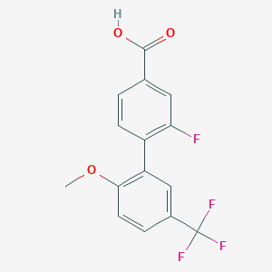 molecular formula C15H10F4O3 B6411330 3-Fluoro-4-(2-methoxy-5-trifluoromethylphenyl)benzoic acid, 95% CAS No. 1261987-18-1