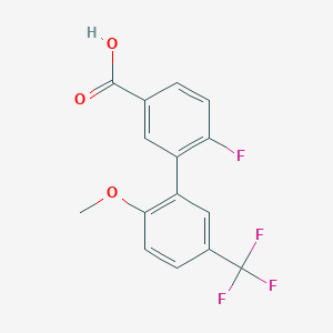 molecular formula C15H10F4O3 B6411334 4-Fluoro-3-(2-methoxy-5-trifluoromethylphenyl)benzoic acid, 95% CAS No. 1261989-76-7