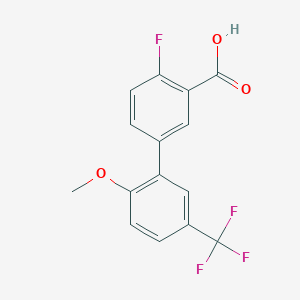 molecular formula C15H10F4O3 B6411354 2-Fluoro-5-(2-methoxy-5-trifluoromethylphenyl)benzoic acid, 95% CAS No. 1261989-81-4