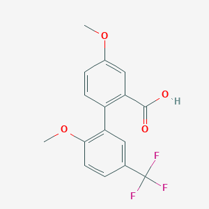 molecular formula C16H13F3O4 B6411368 2-(2-Methoxy-5-trifluoromethylphenyl)-5-methoxybenzoic acid, 95% CAS No. 1261987-34-1