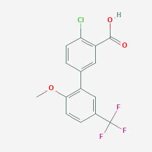 molecular formula C15H10ClF3O3 B6411385 2-Chloro-5-(2-methoxy-5-trifluoromethylphenyl)benzoic acid, 95% CAS No. 1262010-96-7