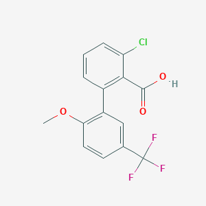 molecular formula C15H10ClF3O3 B6411386 6-Chloro-2-(2-methoxy-5-trifluoromethylphenyl)benzoic acid, 95% CAS No. 1261936-70-2