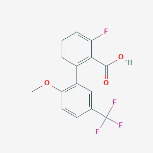 molecular formula C15H10F4O3 B6411401 6-Fluoro-2-(2-methoxy-5-trifluoromethylphenyl)benzoic acid, 95% CAS No. 1261917-73-0