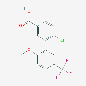 molecular formula C15H10ClF3O3 B6411409 4-Chloro-3-(2-methoxy-5-trifluoromethylphenyl)benzoic acid, 95% CAS No. 1262010-57-0