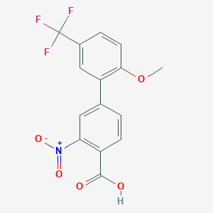 molecular formula C15H10F3NO5 B6411420 4-(2-Methoxy-5-trifluoromethylphenyl)-2-nitrobenzoic acid, 95% CAS No. 1261916-77-1
