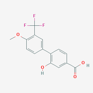 molecular formula C15H11F3O4 B6411421 3-Hydroxy-4-(4-methoxy-3-trifluoromethylphenyl)benzoic acid, 95% CAS No. 1261968-94-8